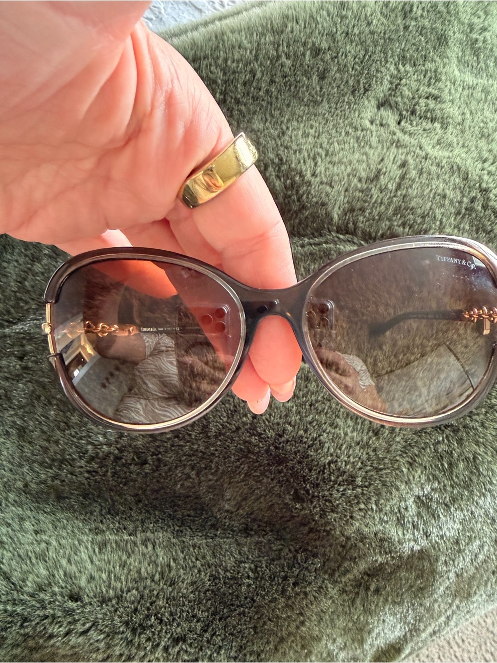 Tiffany & Co. Brown Gradient Women’s Sunglasses with Gold Accents - Picture 6 of 7